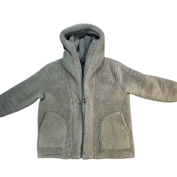 Cuddl Duds Green Sherpa Hooded Jacket Size M - Picture 4 of 8